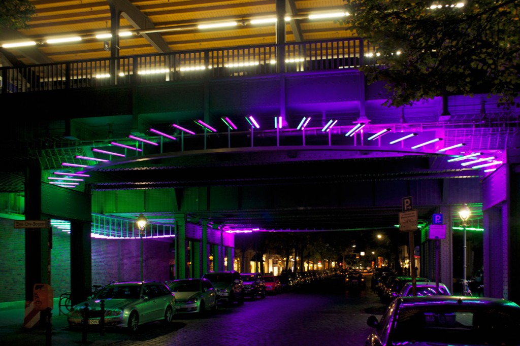 Der erste Preis in der Kategorie Lichtkunst ging an das Projekt Bleibtreubrücke in Berlin Foto: Gordon Wehowsky